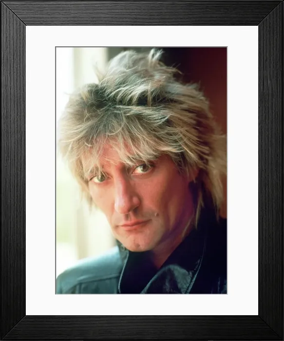 Framed Print : Portrait. LOS ANGELES - DECEMBER 1983: Rock singer Rod Stewart poses for Framed Print : Portrait. LOS ANGELES - DECEMBER 1983: Rock singer Rod Stewart poses for