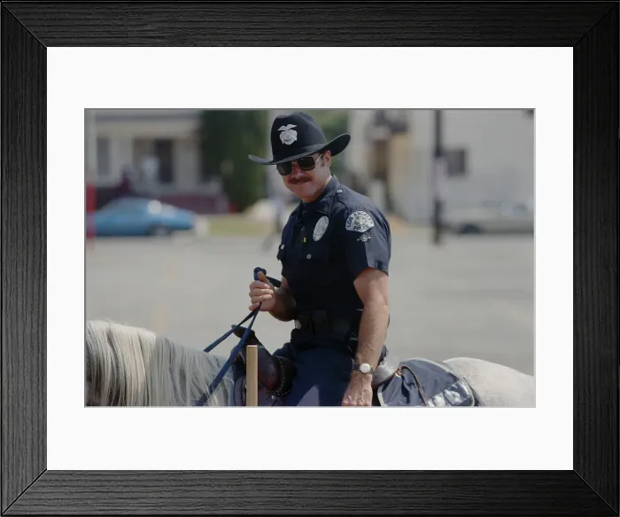 Framed Print : 1984 Summer Olympics - LAPD Mounted Officer Framed Print : 1984 Summer Olympics - LAPD Mounted Officer