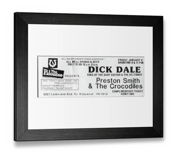 Framed Print : Dick Dale Concert Ticket Framed Print : Dick Dale Concert Ticket