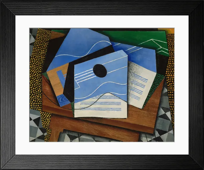 Framed Print : Guitar on a table. Artist: Gris, Juan (1887-1927) Framed Print : Guitar on a table. Artist: Gris, Juan (1887-1927)