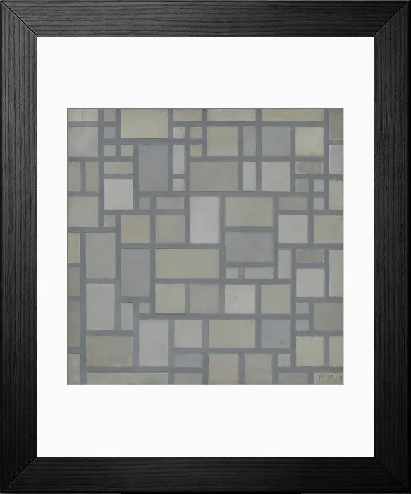 Framed Print : Composition: Light Colour Planes With Grey Lines (Composition With Grid 7) Framed Print : Composition: Light Colour Planes With Grey Lines (Composition With Grid 7)