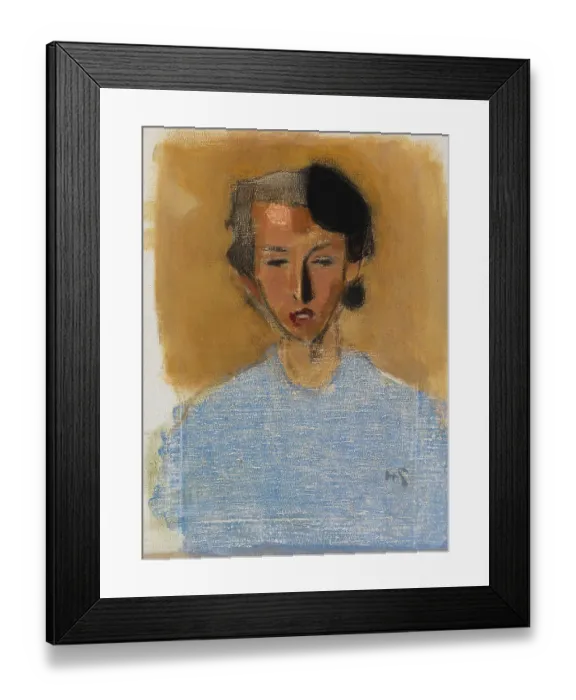 Framed Print : Portrait Of A Girl In Blue And Brown (Inez) Framed Print : Portrait Of A Girl In Blue And Brown (Inez)