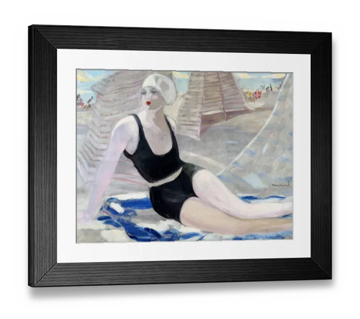 Framed Print : Bather in black swimming suit. Artist: Marval, Jacqueline (1866-1932) Framed Print : Bather in black swimming suit. Artist: Marval, Jacqueline (1866-1932)