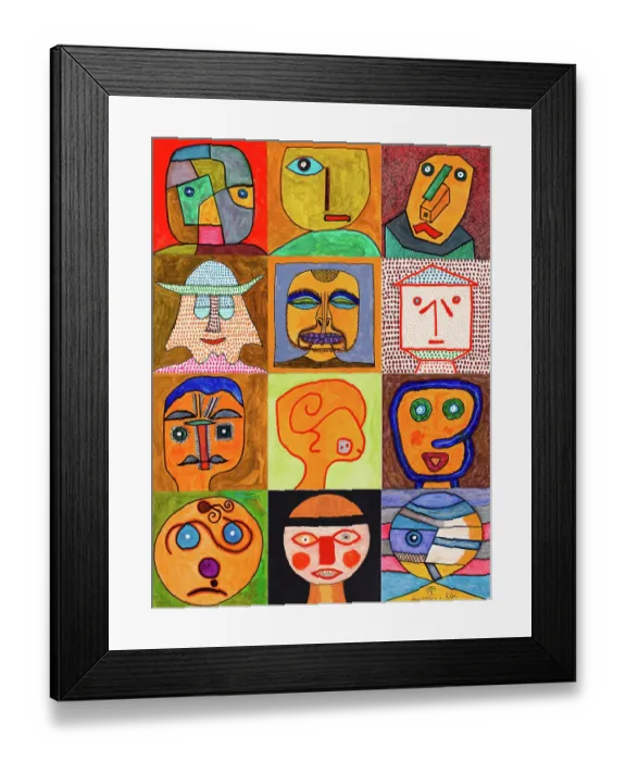 Framed Print : Tribute to Klee (Omaggio a Klee), by Mario De Biasi, from the Faces series, 1999, 20th Century, drawing Framed Print : Tribute to Klee (Omaggio a Klee), by Mario De Biasi, from the Faces series, 1999, 20th Century, drawing