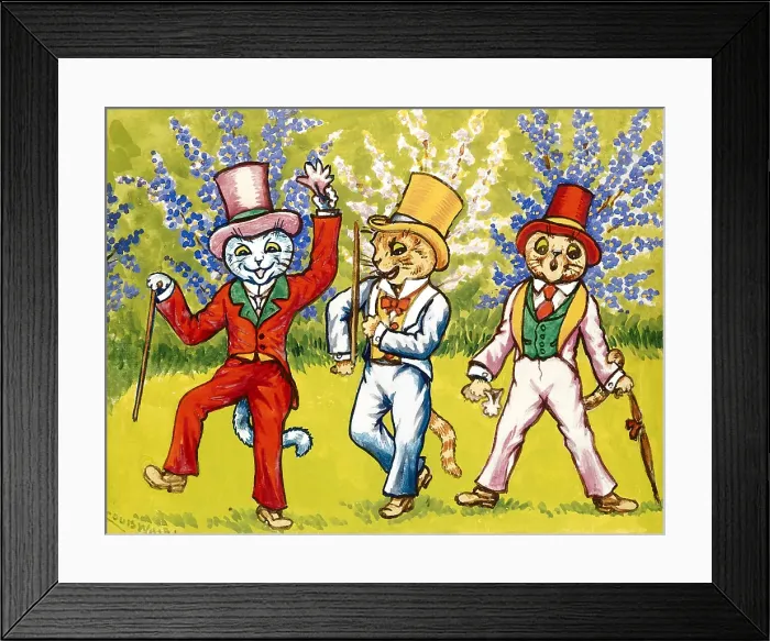 Framed Print : Three cats performing a song and dance act Framed Print : Three cats performing a song and dance act