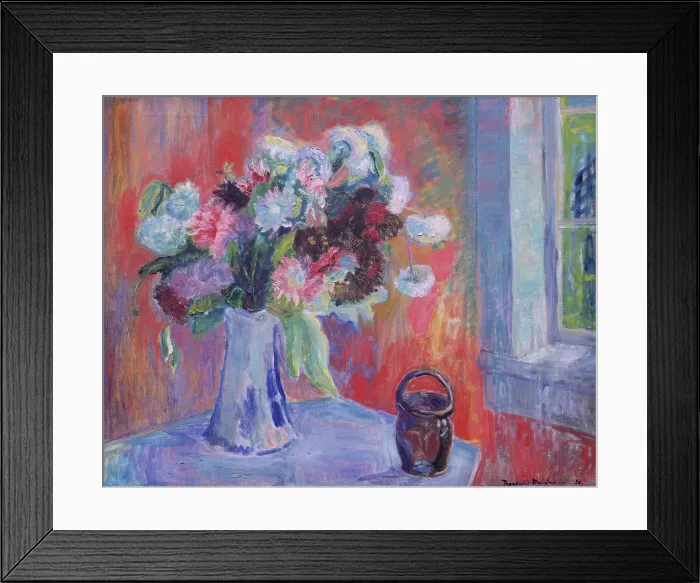 Framed Print : Flower Vase In Red Interior Framed Print : Flower Vase In Red Interior