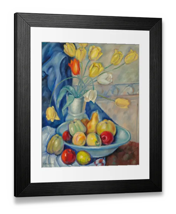 Framed Print : Still Life With Fruits And Tulips Framed Print : Still Life With Fruits And Tulips