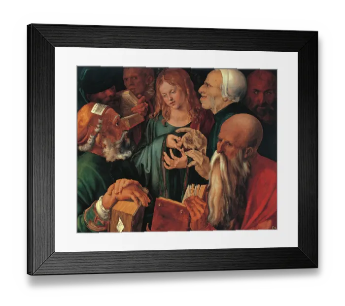Framed Print : Christ Among the Doctors (Twelve Year-old Jesus Among the Doctors), by Dürer Albrecht, 16th Century, 1506, oil on board, cm 65 x 80