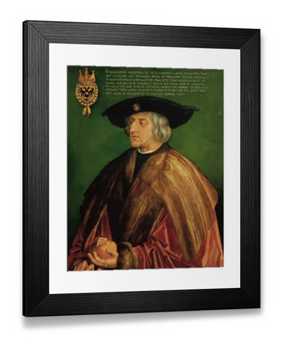 Framed Print : Portrait of Emperor Maximilian I, by Albrecht Drer, 1519, 16th Century, lime tree panel, cm 74 x 61, 5 Framed Print : Portrait of Emperor Maximilian I, by Albrecht Drer, 1519, 16th Century, lime tree panel, cm 74 x 61, 5