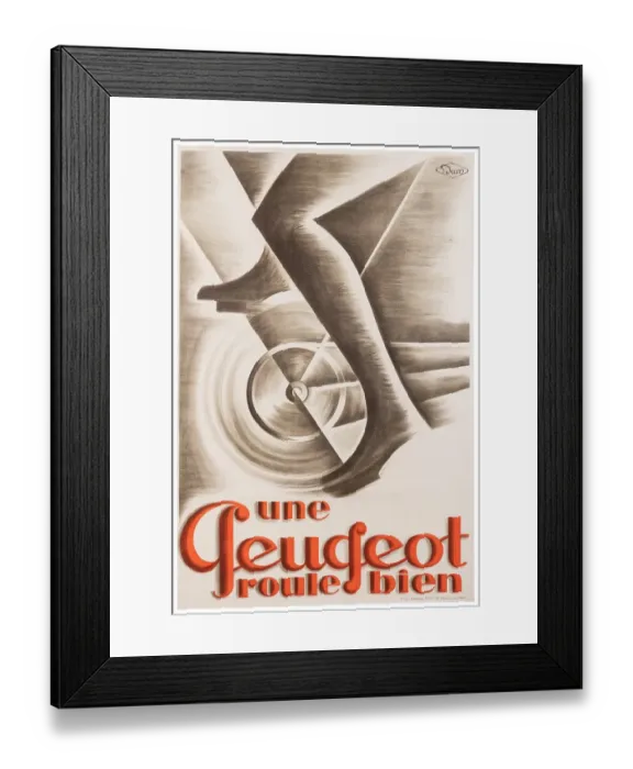 Framed Print : Art Deco Peugeot Poster