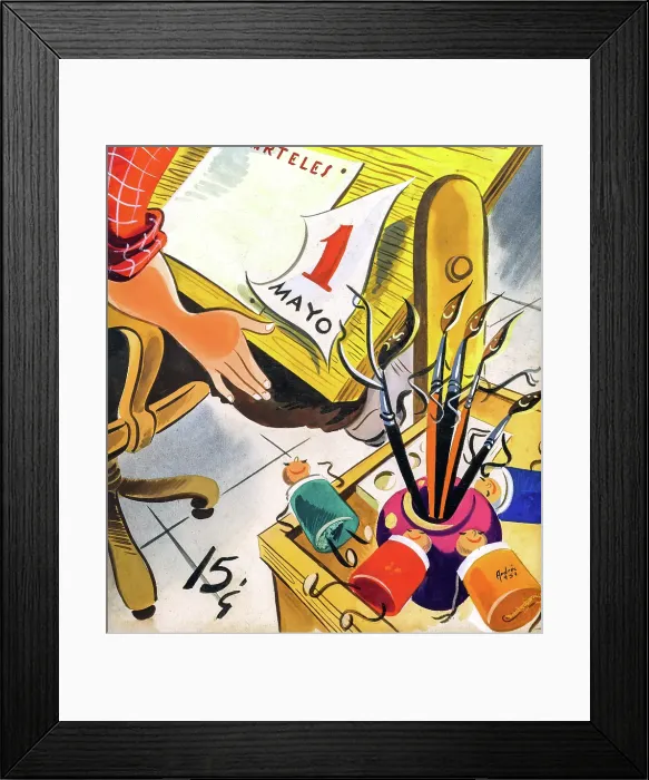 Framed Print : Deadlines. May 1, 1953 cover to Carteles magazine by Andres Garcia Benitez (1916-1981) Framed Print : Deadlines. May 1, 1953 cover to Carteles magazine by Andres Garcia Benitez (1916-1981)