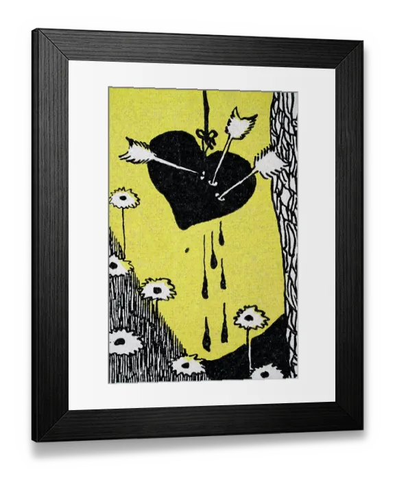 Framed Print : Bleeding heart punched by loves arrows, Jugendstil, German Art Nouveau, 1890s, 19th Century Framed Print : Bleeding heart punched by loves arrows, Jugendstil, German Art Nouveau, 1890s, 19th Century