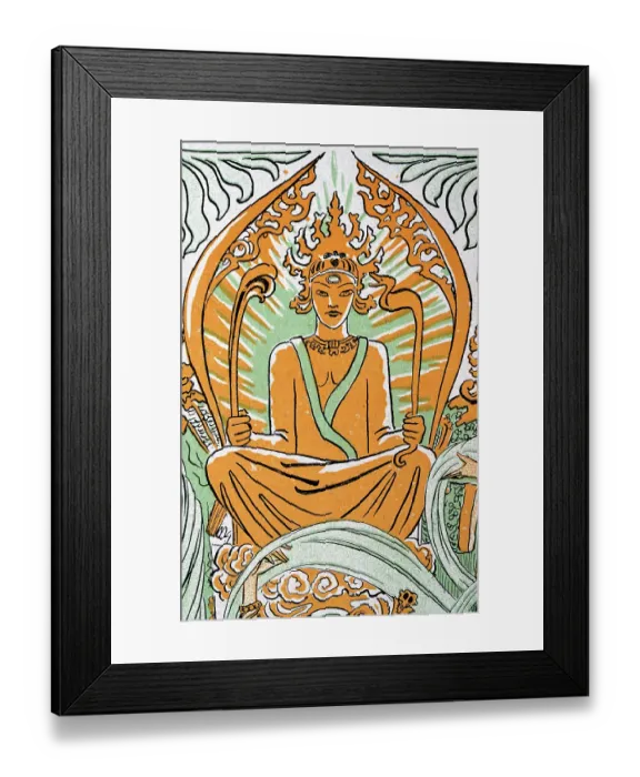 Framed Print : Golden Hindu god holding a snake and feather, Jugendstil, German Art Nouveau, 1890s, 19th Century Framed Print : Golden Hindu god holding a snake and feather, Jugendstil, German Art Nouveau, 1890s, 19th Century