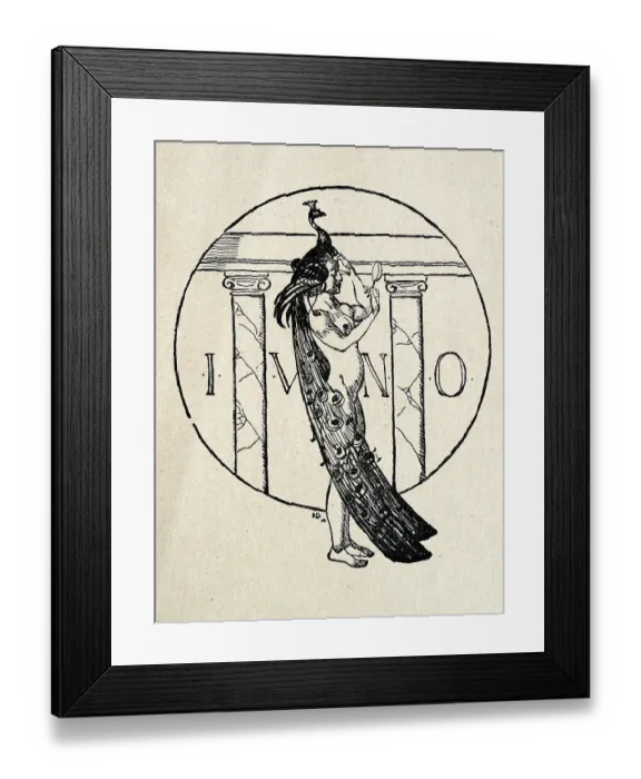 Framed Print : Allegory on beauty, Young woman with peacock sitting on her head, Jugendstil, German Art Nouveau, 1890s, 19th Century Framed Print : Allegory on beauty, Young woman with peacock sitting on her head, Jugendstil, German Art Nouveau, 1890s, 19th Century