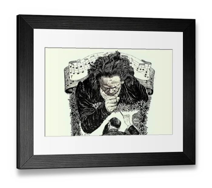 Framed Print : Classical music. Ludwig van Beethoven, looming over a conductor, German Art Nouveau, 1890s, 19th Century Framed Print : Classical music. Ludwig van Beethoven, looming over a conductor, German Art Nouveau, 1890s, 19th Century