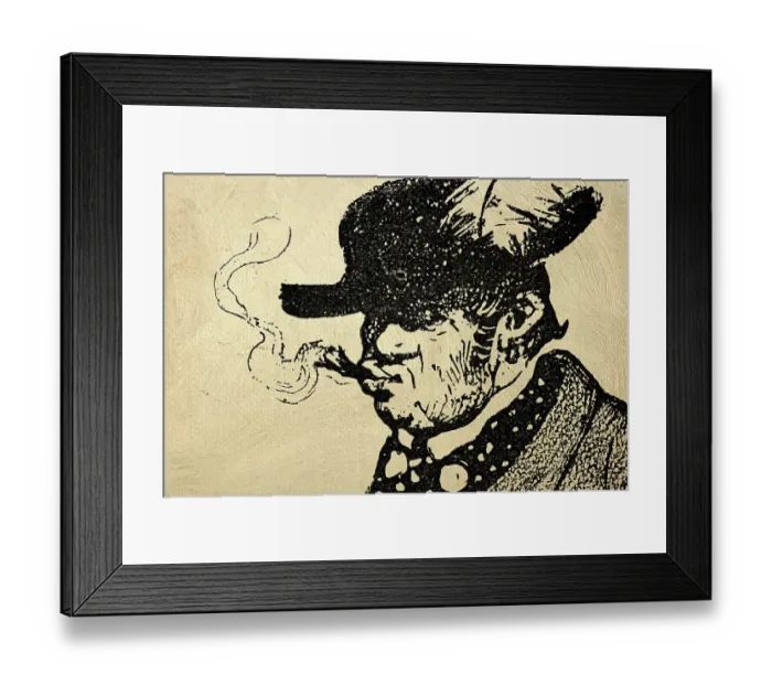 Framed Print : Mature man smoking a cigar, tobacco, German Art Nouveau, 1890s, 19th Century