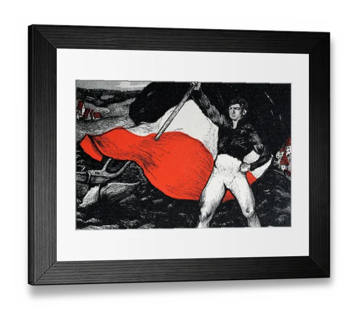 Framed Print : Patriotic figure, man waving the black-white-red flag of the German Empire, Kaiserflagge, German Art Nouveau, 1890s, 19th Century Framed Print : Patriotic figure, man waving the black-white-red flag of the German Empire, Kaiserflagge, German Art Nouveau, 1890s, 19th Century