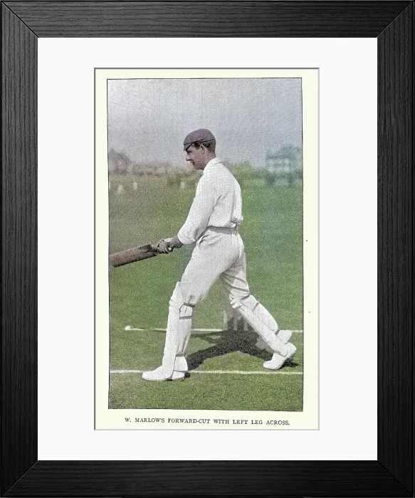 Framed Print : History of Cricket, Batsman playing forward cut, 19th Century vintage photograph, Victorian sports Framed Print : History of Cricket, Batsman playing forward cut, 19th Century vintage photograph, Victorian sports