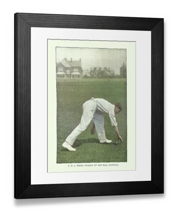 Framed Print : History of Cricket, Fielder picking up the ball, 19th Century vintage photograph, Victorian sports Framed Print : History of Cricket, Fielder picking up the ball, 19th Century vintage photograph, Victorian sports