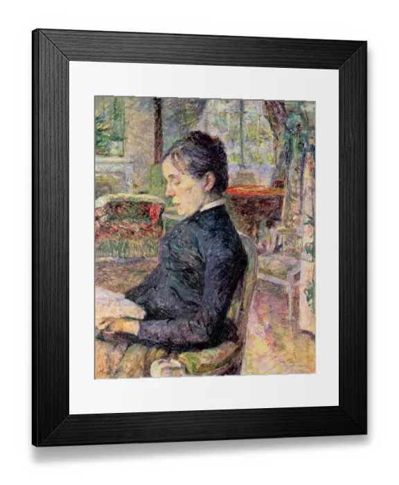 Framed Print : The Countess Adele de Toulouse-Lautrec in the living room at Malromé (La Comtesse Adèle de Toulouse-Lautrec dans le salon du Château de Malromé), by Henri de Toulouse-Lautrec, 1886, 19th Century, oil on canvas, 59 x 45 cm