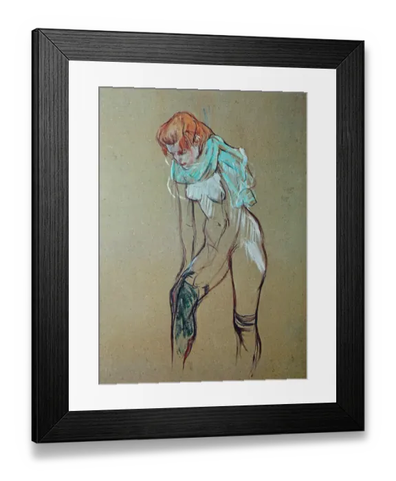 Framed Print : Woman putting a stocking on (Femme qui tire son bas), by Henri de Toulouse-Lautrec, 1894, 19th Century, oil on cardboard, 61, 5 x 44, 5 cm Framed Print : Woman putting a stocking on (Femme qui tire son bas), by Henri de Toulouse-Lautrec, 1894, 19th Century, oil on cardboard, 61, 5 x 44, 5 cm