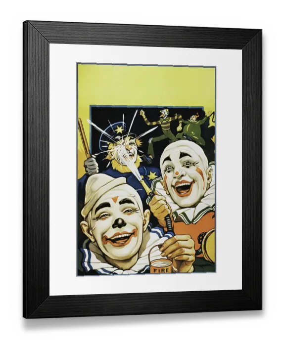 Framed Print : Vintage poster of clowns laughing Framed Print : Vintage poster of clowns laughing