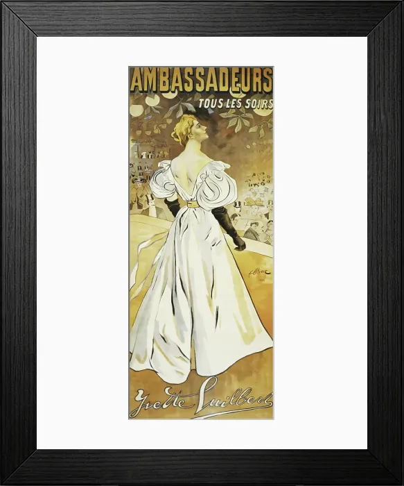 Framed Print : Vintage theater poster of woman on stage