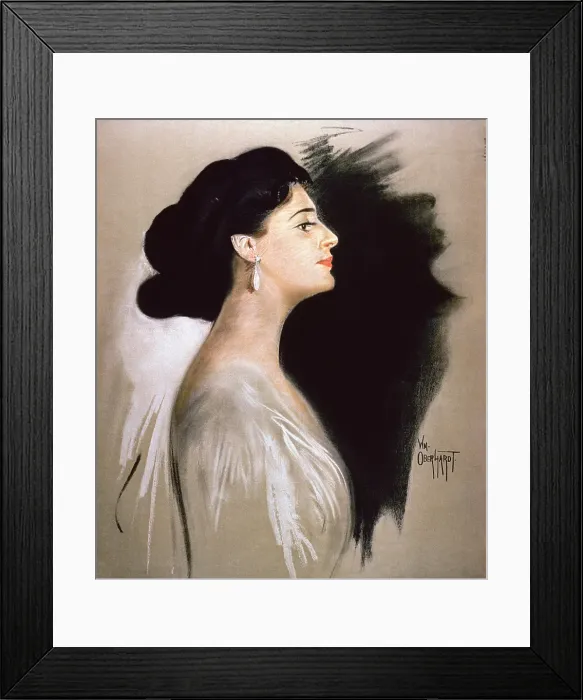 Framed Print : Vintage poster of elegant woman in profile Framed Print : Vintage poster of elegant woman in profile