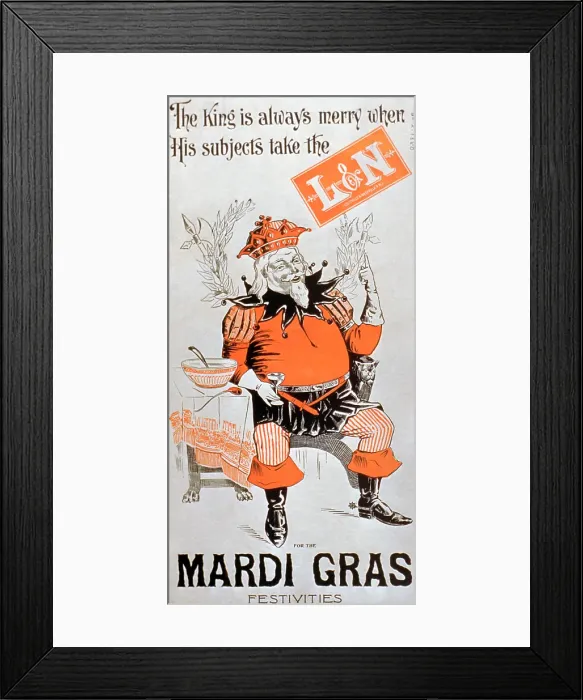 Framed Print : Vintage train poster with jester king sitting on throne Framed Print : Vintage train poster with jester king sitting on throne