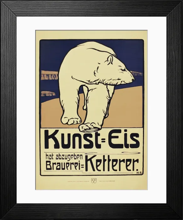 Framed Print : Vintage poster of polar bear walking Framed Print : Vintage poster of polar bear walking