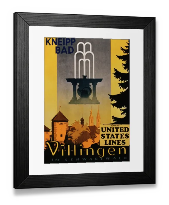 Framed Print : Vintage travel poster for town of Villingen in Germany Framed Print : Vintage travel poster for town of Villingen in Germany