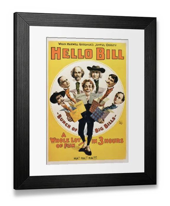 Framed Print : Vintage poster of man holding jack-in-the-box