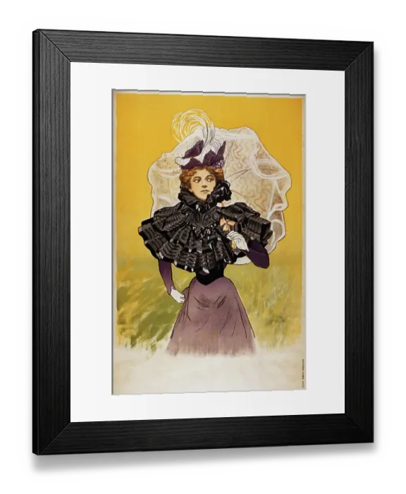 Framed Print : Vintage poster of elegant woman holding umbrella Framed Print : Vintage poster of elegant woman holding umbrella