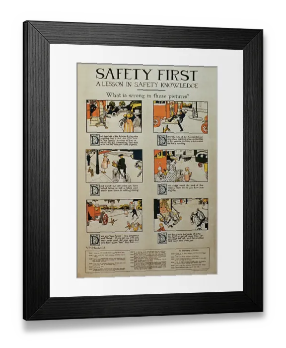 Framed Print : Vintage poster for street safety Framed Print : Vintage poster for street safety