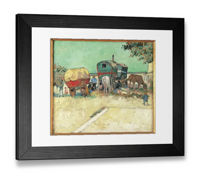 Framed Print : Encampment of Gypsies with Caravans, by Vincent Van Gogh, 1888, 19th Century, oil on canvas, cm 45 x 51 Framed Print : Encampment of Gypsies with Caravans, by Vincent Van Gogh, 1888, 19th Century, oil on canvas, cm 45 x 51