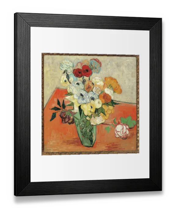 Framed Print : Roses and Anemones, by Vincent Van Gogh, 1890, 20th Century, oil on canvas, cm 51, 7 x 52 Framed Print : Roses and Anemones, by Vincent Van Gogh, 1890, 20th Century, oil on canvas, cm 51, 7 x 52