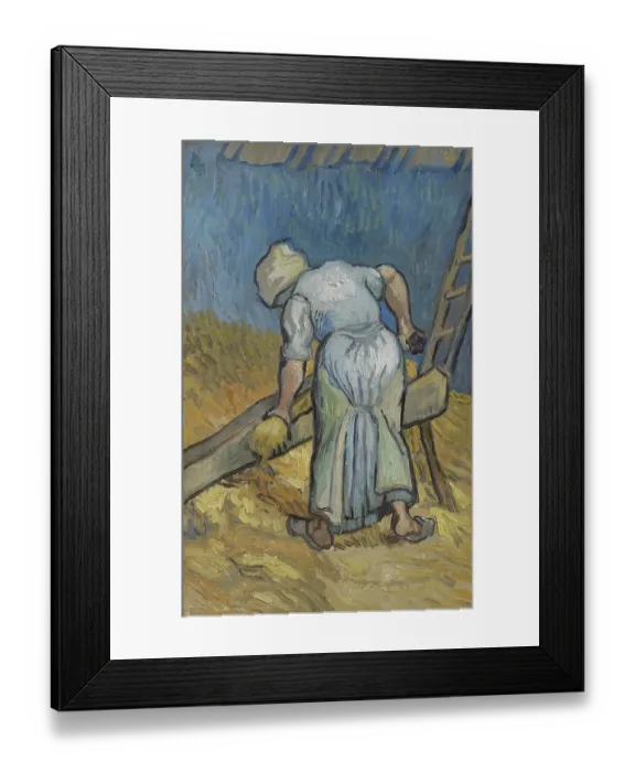 Framed Print : Peasant Woman Bruising Flax (After Millet) Framed Print : Peasant Woman Bruising Flax (After Millet)
