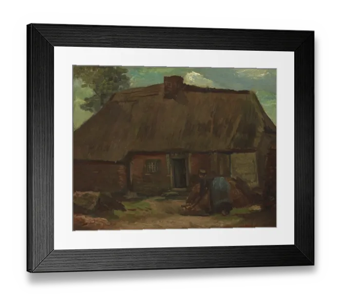 Framed Print : Cottage With Peasant Woman Digging Framed Print : Cottage With Peasant Woman Digging