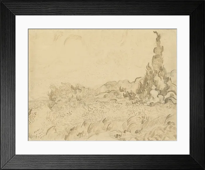 Framed Print : Wheatfield And Cypresses Framed Print : Wheatfield And Cypresses