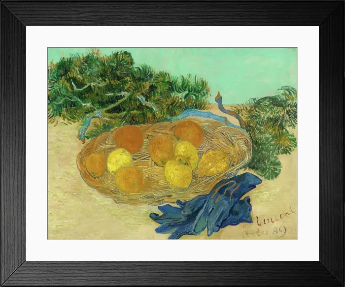 Framed Print : Still Life Of Oranges And Lemons With Blue Gloves Framed Print : Still Life Of Oranges And Lemons With Blue Gloves