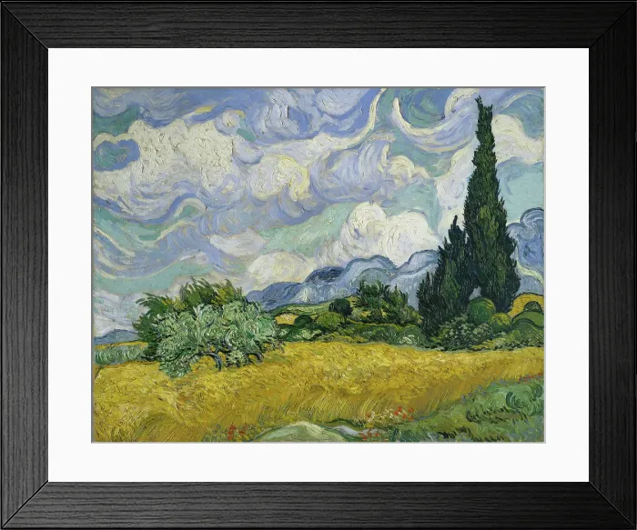 Framed Print : Wheat Field With Cypresses Framed Print : Wheat Field With Cypresses