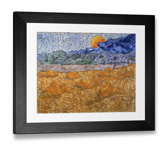 Framed Print : Landscape With Wheat Sheaves And Rising Moon Framed Print : Landscape With Wheat Sheaves And Rising Moon