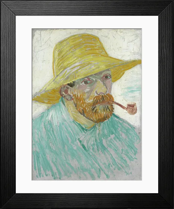 Framed Print : Self-Portrait With Straw Hat And Pipe Framed Print : Self-Portrait With Straw Hat And Pipe