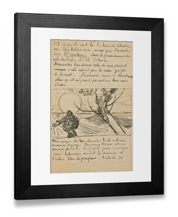 Framed Print : The Sower, Letter to Theo from Arles, c. 25 November 1888. Artist: Gogh, Vincent, van (1853-1890)