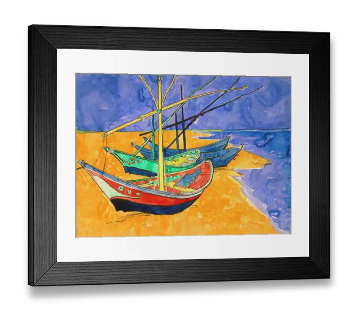 Framed Print : Boats on the Beach of Les-Saintes-Maries, 1888. Artist: Vincent van Gogh Framed Print : Boats on the Beach of Les-Saintes-Maries, 1888. Artist: Vincent van Gogh