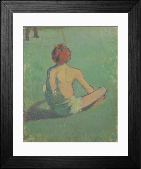 Framed Print : Boy sitting in the grass, 1886. Artist: Bernard, Émile (1868-1941)