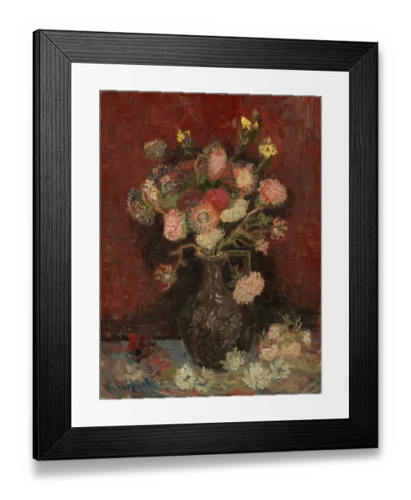 Framed Print : Vase with Chinese asters and gladioli, 1886. Artist: Gogh, Vincent, van (1853-1890)