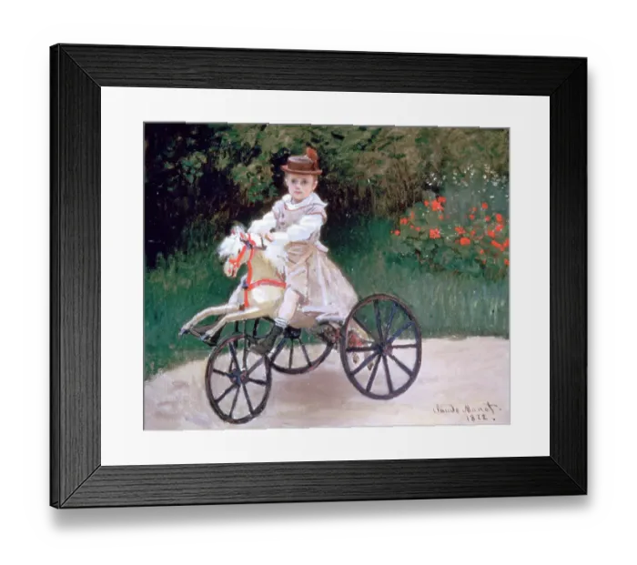 Framed Print : Jean Monet on a mechanical horse, 1872. Artist: Claude Monet Framed Print : Jean Monet on a mechanical horse, 1872. Artist: Claude Monet