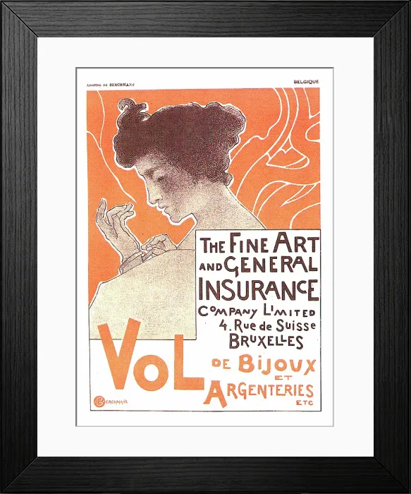 Framed Print : Ad For The Fine Art & General Insurance Co Framed Print : Ad For The Fine Art & General Insurance Co