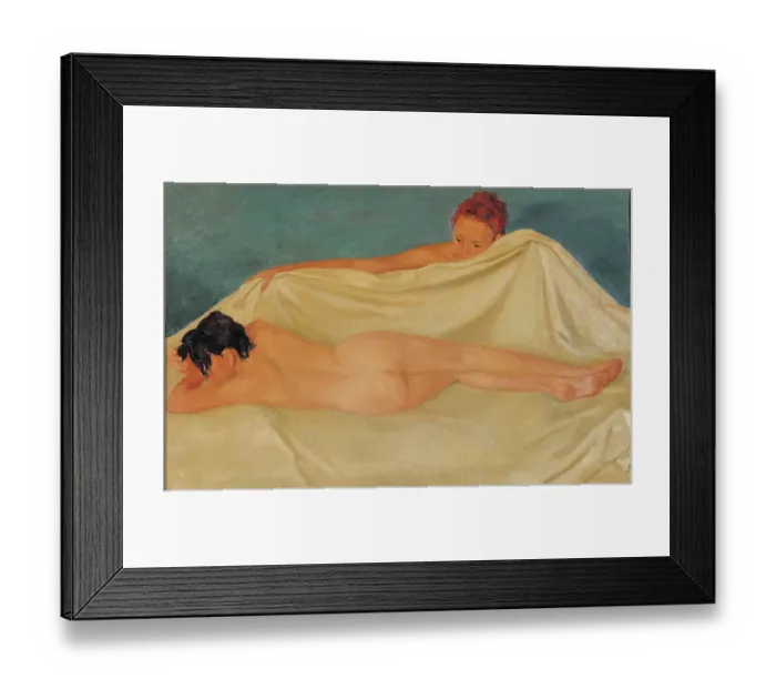 Framed Print : Dana, by Emanuele Cavalli, 1942, 20th Century, oil on plywood, cm 84 x 129, 5 Framed Print : Dana, by Emanuele Cavalli, 1942, 20th Century, oil on plywood, cm 84 x 129, 5